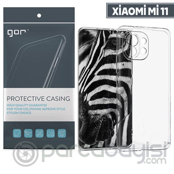 GOR Xiaomi Mi 11 Kılıf Kamera Korumalı Şeffaf Silikon Kılıf