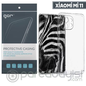GOR Xiaomi Mi 11 Kılıf Kamera Korumalı Şeffaf Silikon Kılıf