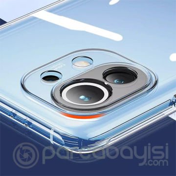 GOR Xiaomi Mi 11 Kılıf Kamera Korumalı Şeffaf Silikon Kılıf