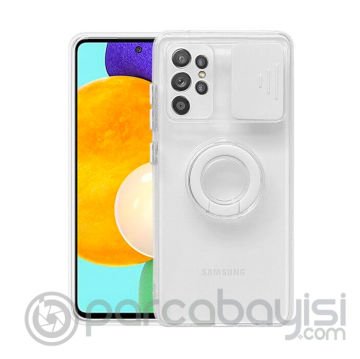 Ally SM Galaxy S21 Ultra S30 Ultra Kılıf Sürgülü Kamera Lens Korumalı Yüzük Standlı Silikon Kılıf