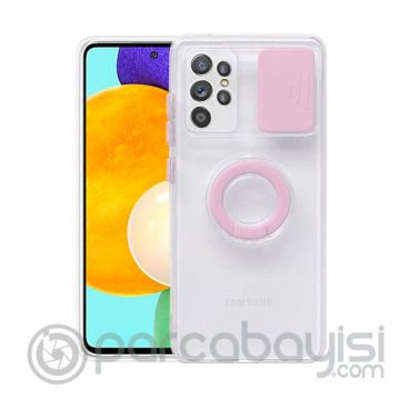 Ally SM Galaxy S21 Ultra S30 Ultra Kılıf Sürgülü Kamera Lens Korumalı Yüzük Standlı Silikon Kılıf