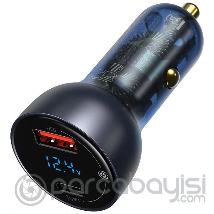 Baseus Particular Digital Display 65W QC+PPS Dual Dijital Göstergeli Hızlı Araç Şarj Cihazı