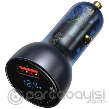 Baseus Particular Digital Display 65W QC+PPS Dual Dijital Göstergeli Hızlı Araç Şarj Cihazı