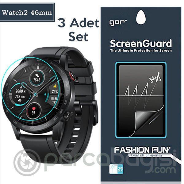 GOR Honor Magic Watch 2 46mm Darbe Emici Ekran Koruyucu 3 Adet Set