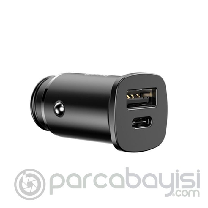 Baseus Square metal A+C 30W PPS Ultra Hızlı Araç Şarj Cihazı (PD3.0、QC4.0+SCP、AFC)