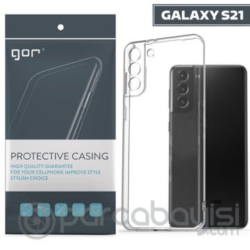 GOR Samsung Galaxy S21 Kılıf Kamera Korumalı Şeffaf Silikon Kılıf