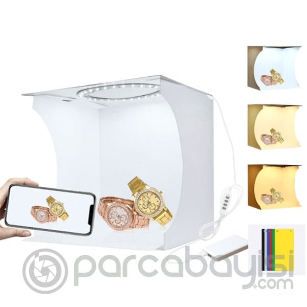 Puluz 23*23cm Katlanabilir Mini Led Işıklı Fotoğraf Studyosu,Çadırı