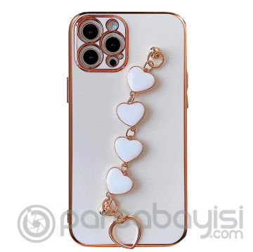 Ally iPhone 11 Pro Max 6.5inç Kılıf Kalp Bileklik Tutuculu Lüx Silikon Askılı Kılıf