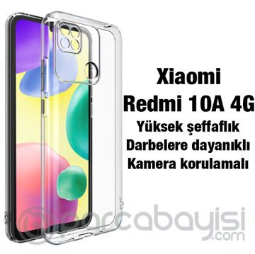 Ally Xiaomi Redmi 10A 4G Kılıf Kamera Korumalı Ultra İnce Şeffaf Silikon Kılıf