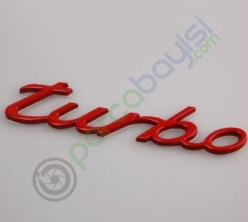 Turbo Metal 3D Amblem Logo Orjinal Kırmızı