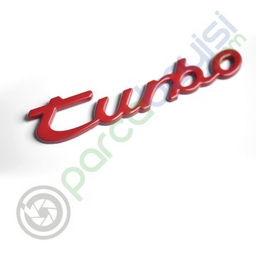 Turbo Metal 3D Amblem Logo Orjinal Kırmızı