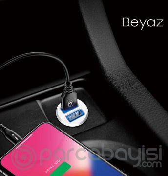 Baseus Grain Mini Dual Usb 3.1A Max Çıkışlı Hızlı Araç Şarj Başlık