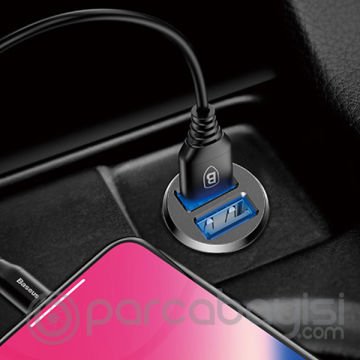Baseus Grain Mini Dual Usb 3.1A Max Çıkışlı Hızlı Araç Şarj Başlık
