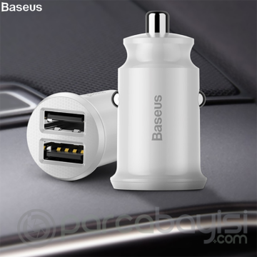 Baseus Grain Mini Dual Usb 3.1A Max Çıkışlı Hızlı Araç Şarj Başlık