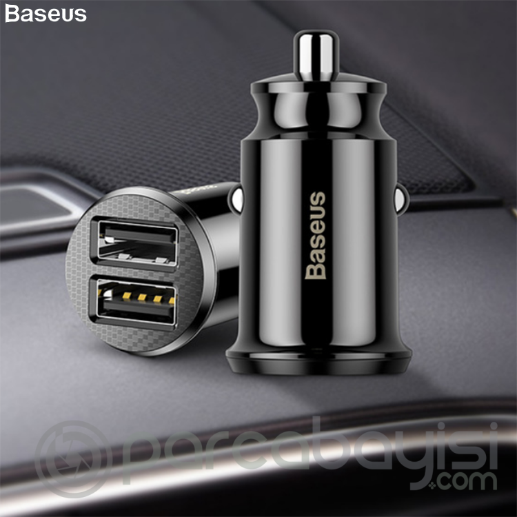 Baseus Grain Mini Dual Usb 3.1A Max Çıkışlı Hızlı Araç Şarj Başlık