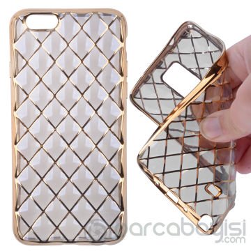 Ally Apple İphone 6,6s Plus Gold Metalik Darbe Emici Silikon Kılıf