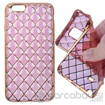 Ally Apple İphone 6,6s Plus Gold Metalik Darbe Emici Silikon Kılıf