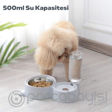 EZERE Kedi ve Köpekler için Otomatik 2 Bölmeli Mama ve Su Kabı