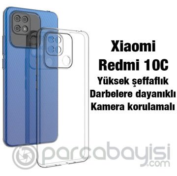 Ally Xiaomi Redmi 10C Kılıf Kamera Korumalı Ultra İnce Şeffaf Silikon Kılıf