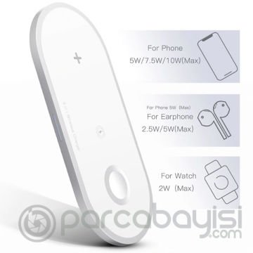 Kuulaa 3in1 Wireless Kablosuz Şarj iPhone+iWatch+AirPods