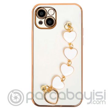Ally iPhone 13 6.1inç Kılıf Kalp Bileklik Tutuculu Lüx Silikon Askılı Kılıf