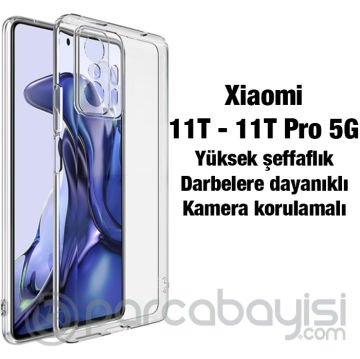 Ally Xiaomi 11T - 11T Pro 5G Kılıf Kamera Korumalı Ultra İnce Şeffaf Silikon Kılıf