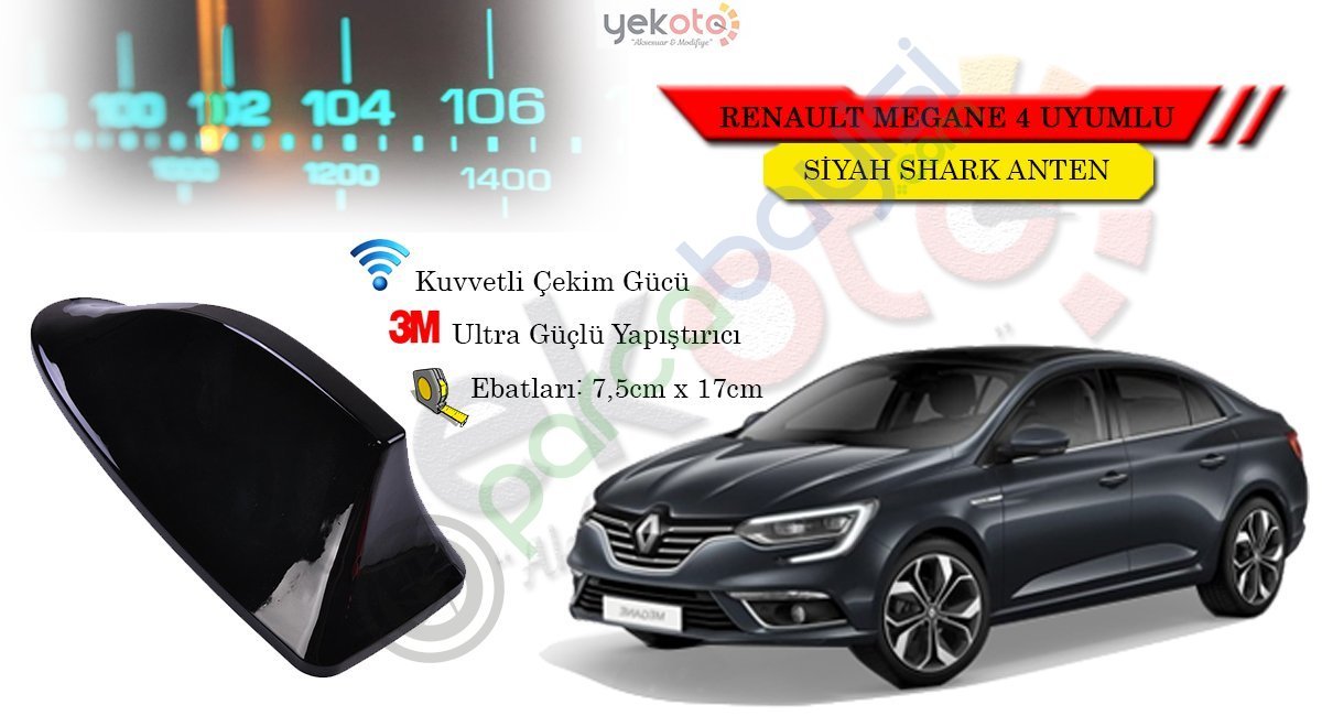 Renault Megane 4 Uyumlu Siyah Shark Anten Köpek Balığı Anten