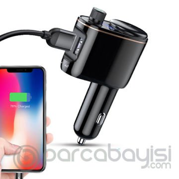 Baseus Locomotive Ccall Bluetooth Aktarım Mp3 Araç Kiti Dual Usb Araç Şarjı