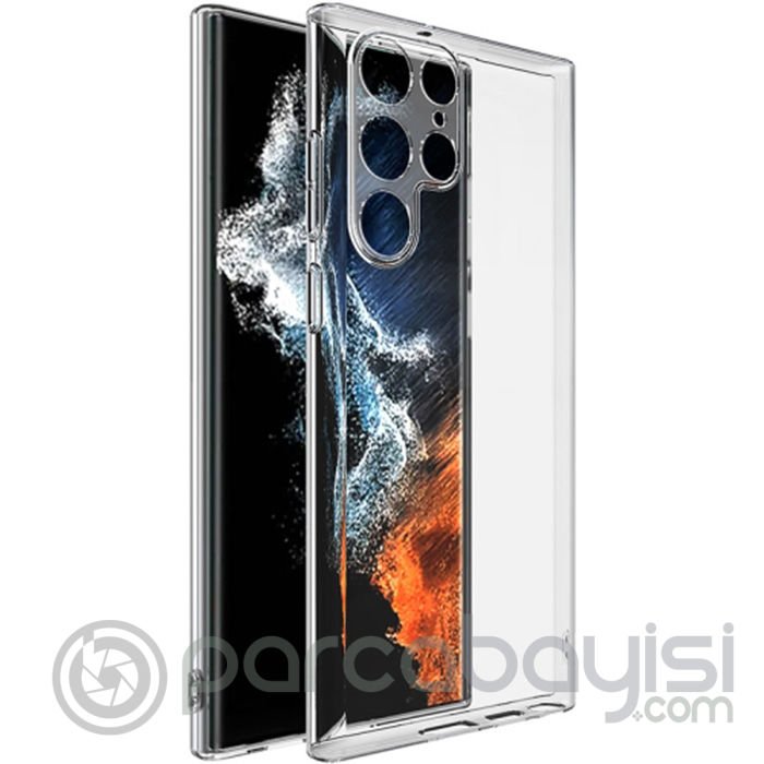 ALLY Samsung Galaxy S22 Ultra Kılıf Kamera Korumalı Ultra İnce Şeffaf Silikon Kılıf