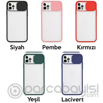 Ally iPhone 12 6.1 Kamera Lens Korumalı Sürgülü TPU Şeffaf Kılıf