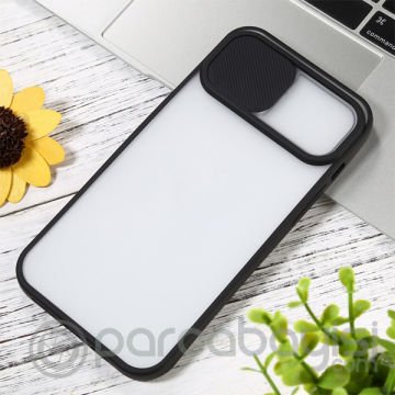 Ally iPhone 12 6.1 Kamera Lens Korumalı Sürgülü TPU Şeffaf Kılıf