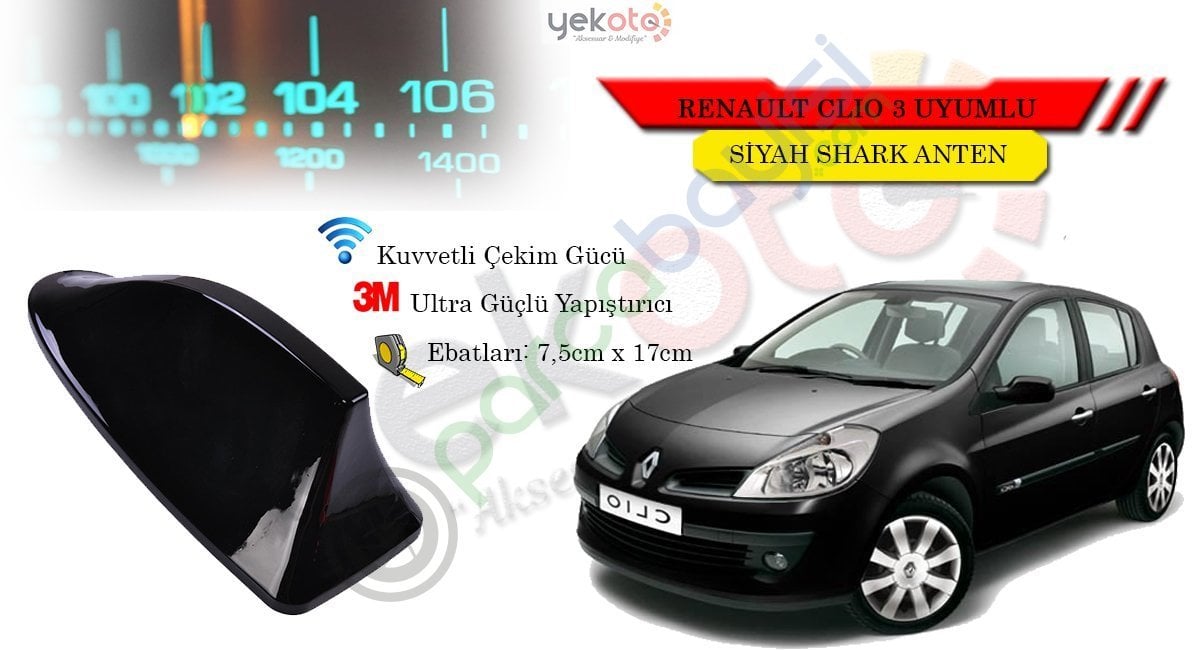 Renault Clıo 3 Uyumlu Siyah Shark Anten Köpek Balığı Anten