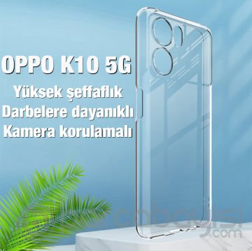 Ally OPPO K10 5G Kılıf Kamera Korumalı Ultra İnce Şeffaf Silikon Kılıf