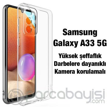 ALLY Samsung Galaxy A33 5G Kılıf Kamera Korumalı Ultra İnce Şeffaf Silikon Kılıf