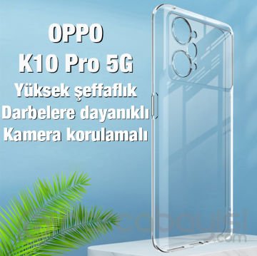 Ally OPPO K10 Pro 5G Kılıf Kamera Korumalı Ultra İnce Şeffaf Silikon Kılıf