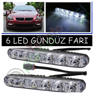 Beyaz Led Gündüz Farı 1.Kalite 6 Led Metal Kasa