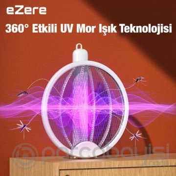 EZERE USB Şarjlı Katlanabilir UV Işıklı Sivrisinek Kovucu Raket Elektrikli Sineksavar