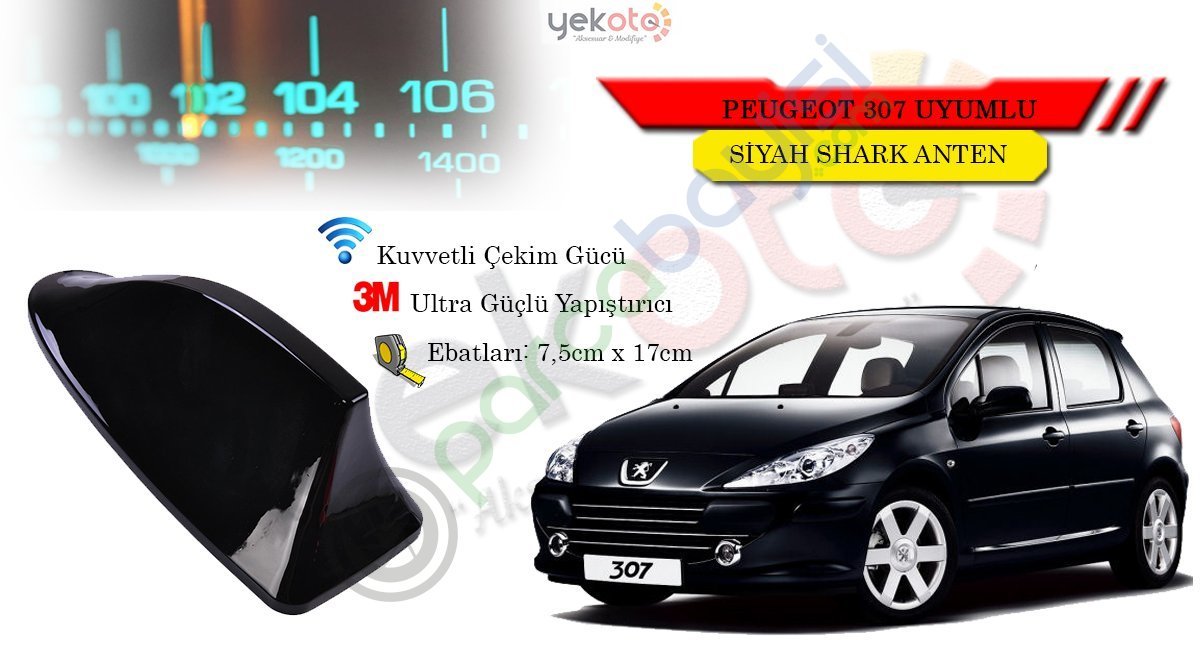 Peugeot 307 Uyumlu Siyah Shark Anten Köpek Balığı Anten