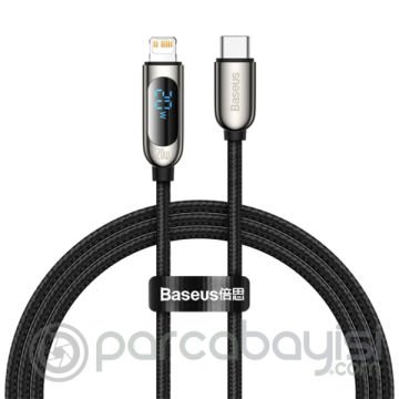 Baseus 20W Dijital Göstergeli Type-C to Lightning Hızlı Şarj Kablosu 1m
