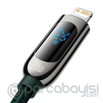 Baseus 20W Dijital Göstergeli Type-C to Lightning Hızlı Şarj Kablosu 1m