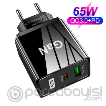 ALLY 65W GaN Type-C + USB QC3.0 PD Hızlı Şarj Adaptörü Şarj Başlığı