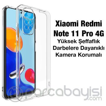 Ally Xiaomi Redmi Note 11 Pro 4G Kılıf Kamera Korumalı Ultra İnce Şeffaf Silikon Kılıf