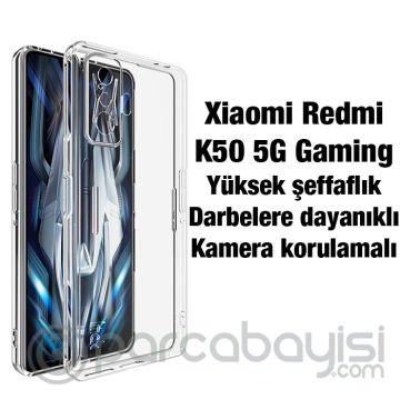 Ally Xiaomi Redmi K50 5G Gaming Kılıf Kamera Korumalı Ultra İnce Şeffaf Silikon Kılıf