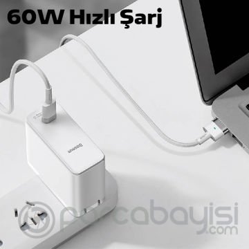 Baseus Zinc Manyetik T Uçlu 60W Macbook Hızlı Şarj Güç Kablosu 2m