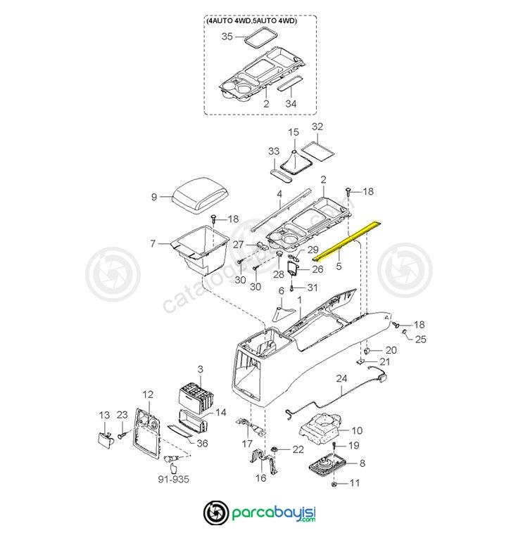 Kia Sorento Konsol Sağ Üst Kapak Maun Orjinal | 846323E050En