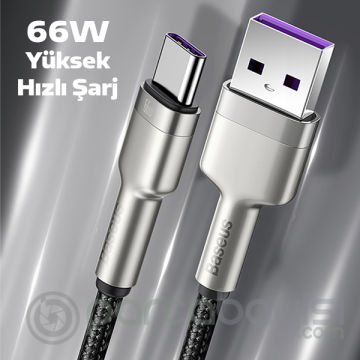 Baseus Cafule 66W Metal USB to Type-C Hızlı Şarj Kablosu 25cm