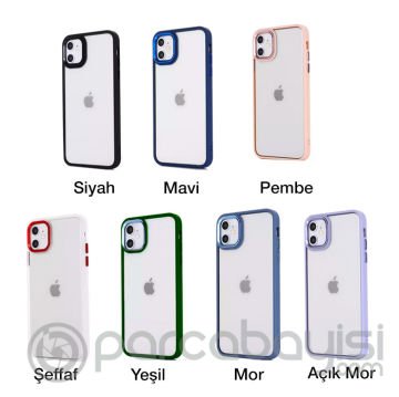Ally iPhone 12 - 12 Pro 6.1inç Kılıf Parlak Renkli Çerçeveli Ultra Lüx TPU Silikon Kılıf
