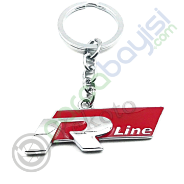 R Line Metal Anahtarlık Kırmızı Çift Yönlü Kaliteli