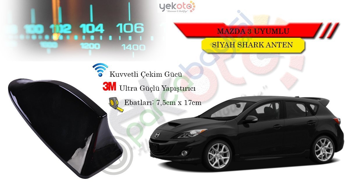 Mazda 3 Hb Uyumlu Siyah Shark Anten Köpek Balığı Anten