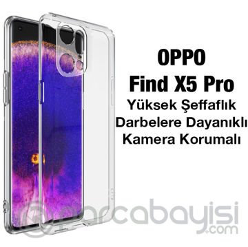 Ally OPPO Find X5 Pro Kılıf Kamera Korumalı Ultra İnce Şeffaf Silikon Kılıf